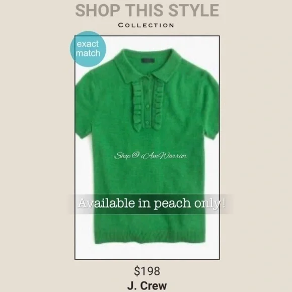 J.Crew Collection peach sorbet cashmere ruffle polo sweater *shop@iamwarrior